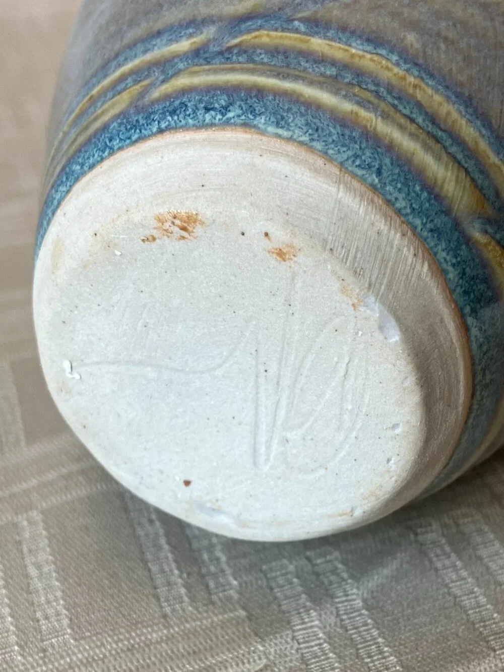 Studio Pottery Wall Pocket Vase / Herb Cuttings Pot; Lorraine Dilmore Stoneware